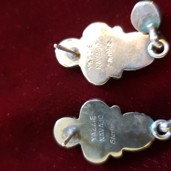 Vintage Handcrafted Signed Navaho Silver Multi Stone Post Earrings - Picture 6 of 12